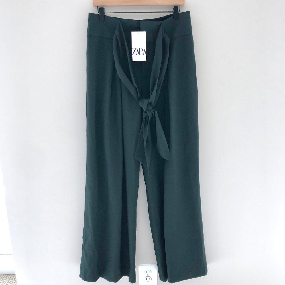 Zara Dark Green Wide-Leg Trousers